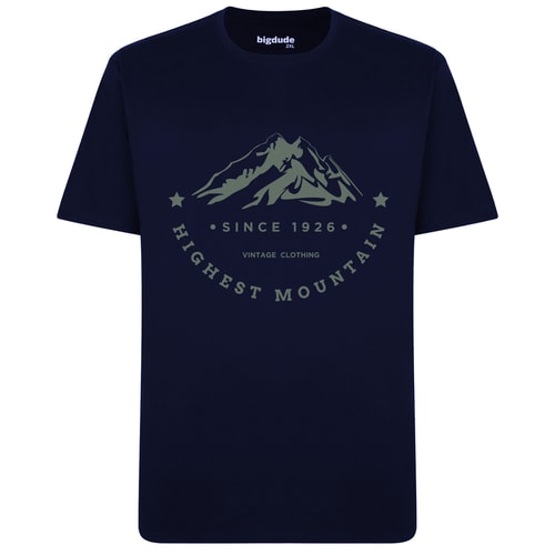 Bigdude Mountain Print T-Shirt Navy